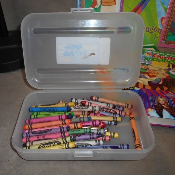 Kids Coloring Book/Drawing Lot: Stickers, Crayons, Coloring Books, Pencil Box - Picture 8 of 16